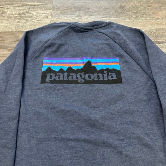 Patagonia Blue Mens M P-6 Logo Organic Cotton Lightweight Crewneck Sweatshirt - Picture 1 of 10
